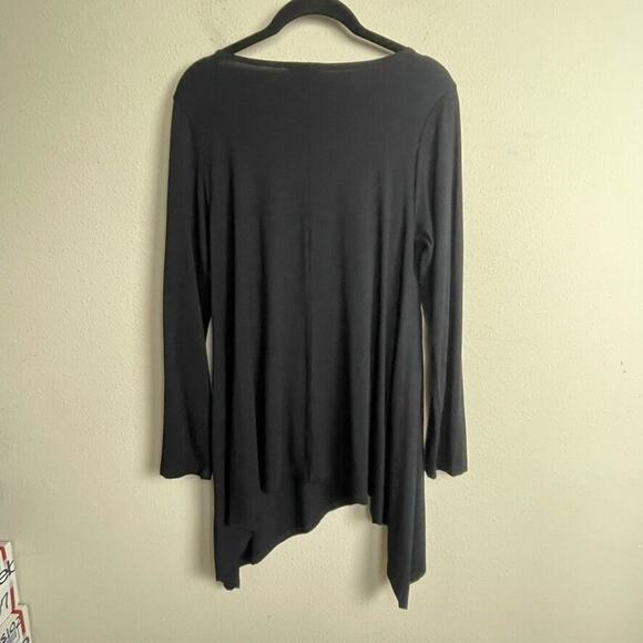 Lisa Bayne Black Asymmetrical Tunic Top S – Shark Bite Hem‎ Whimsigoth Witchy - Picture 4 of 4